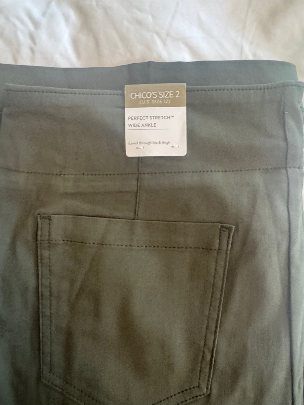 Chico's Olive Green Perfect Stretch Wide Ankle Pants